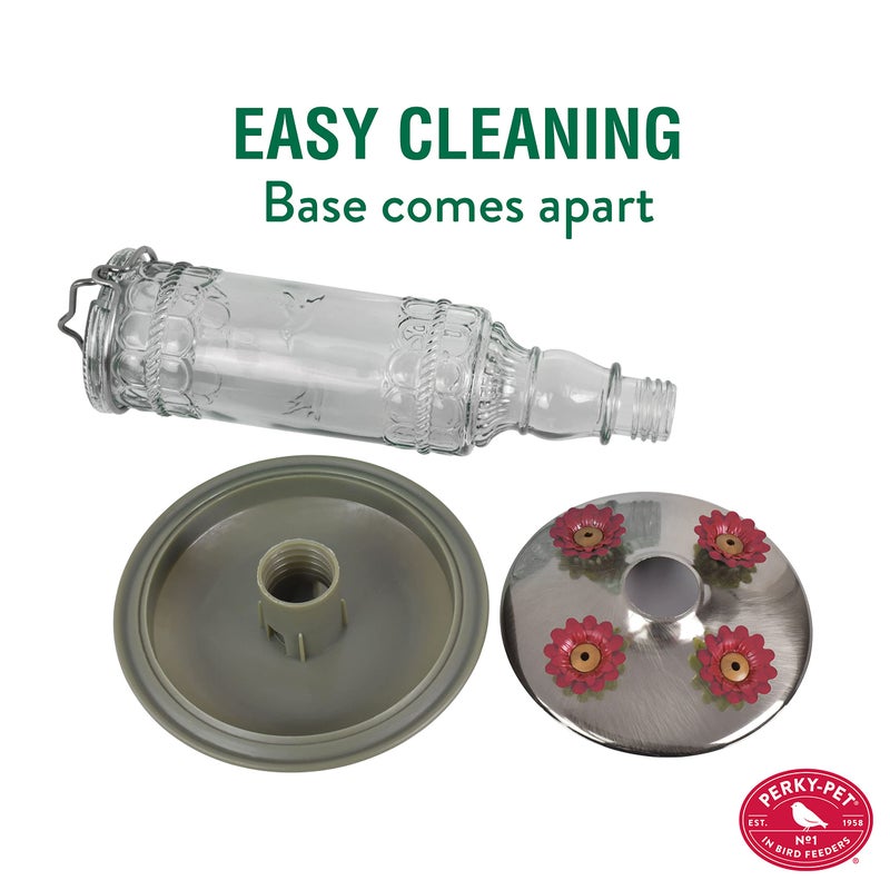 Perky-Pet Antique Glass Bottle Hummingbird Feeder - Outdoor Garden DÃ©cor Hummingbird Feeder - 8107-1SR - 10 Fl Oz Nectar Capacity - Durable Humming bird Feeder for Backyards, Porches, Decks, Hooks - Image 4